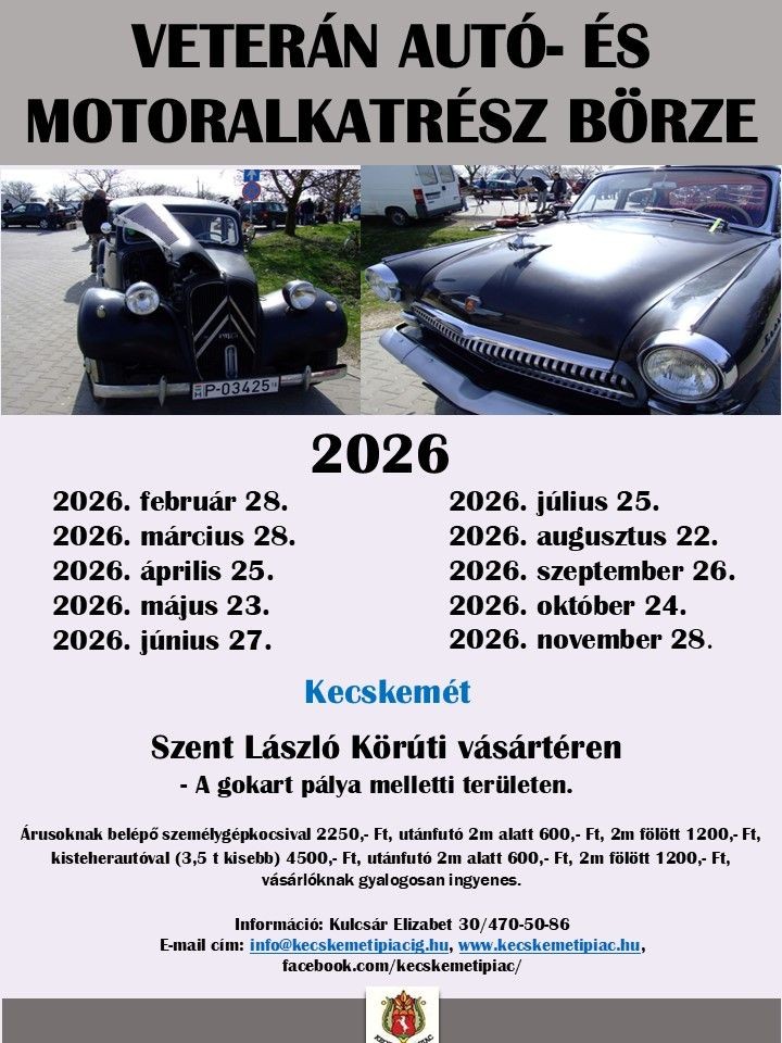 Kecskeméti Veteránbörze 2026 - Autóalkatrész és motoralkatrész börze