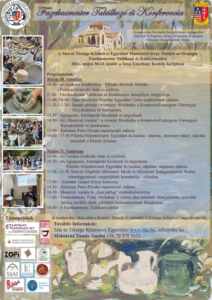 Nemzetközi Fazekasmester Találkozó és Konferencia 2026 Tata - Fazekas kirakodó vásár és kiállítás 