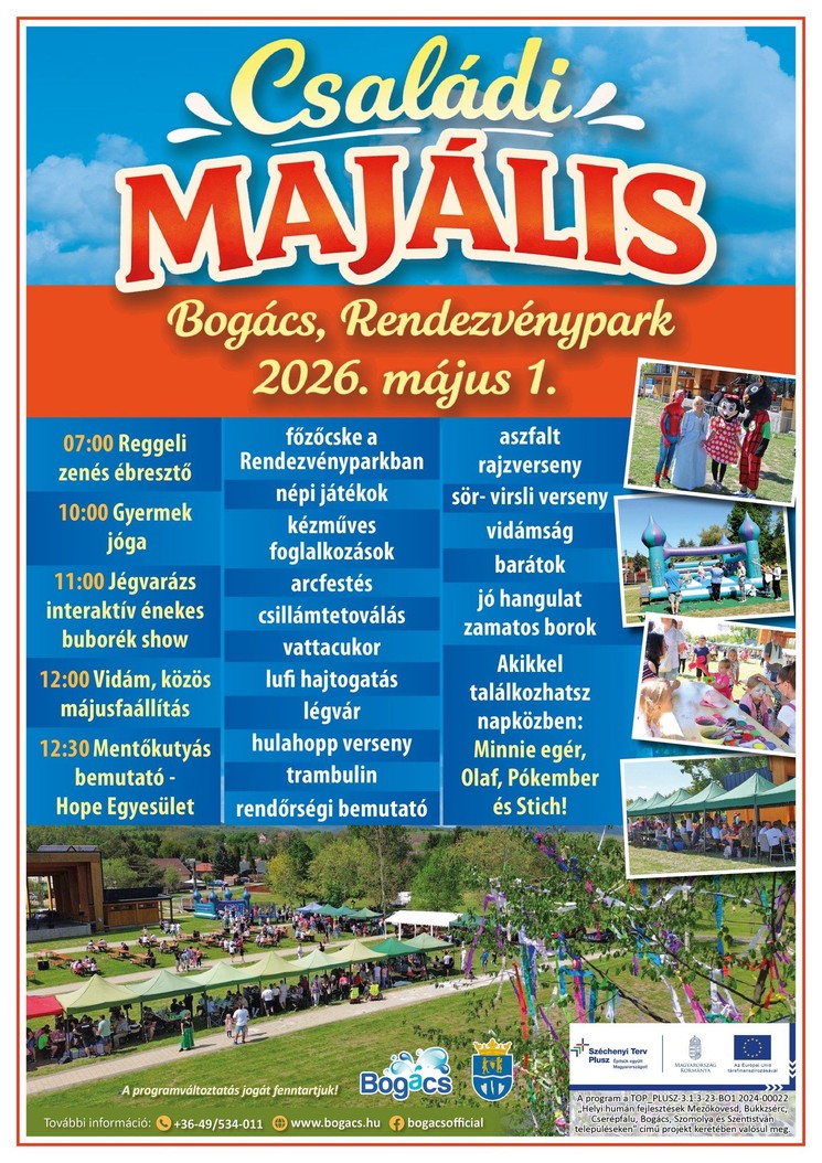 Majális Bogács 2026 - Családi Majális a Rendezvényparkban