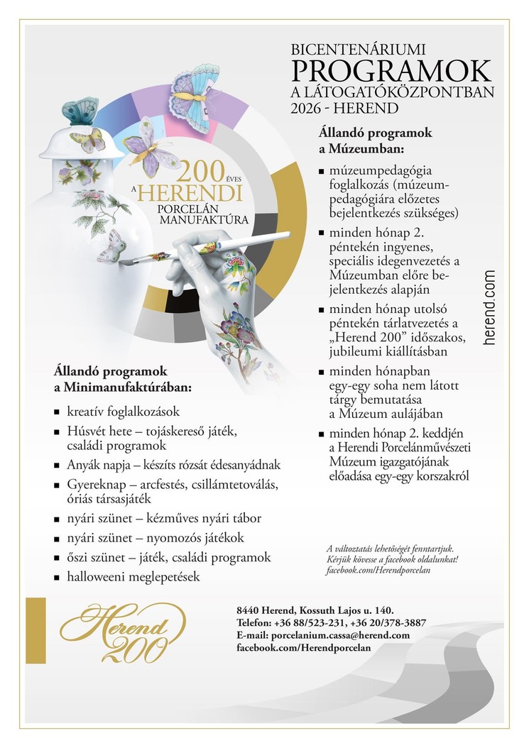 Herendi programok 2026 - Események, rendezvények