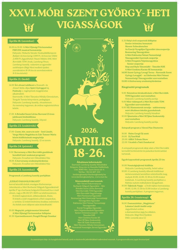 Móri programok 2026 - Események, rendezvények 