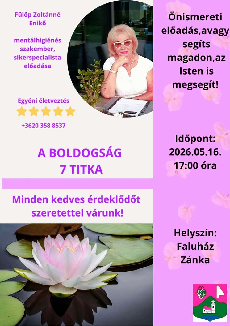 Előadás Zánka 2026 - A boldogság 7 titka