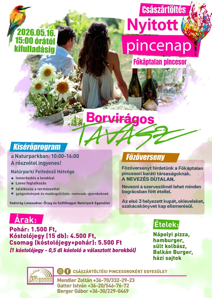 Császártöltés Nyitott Pincék 2026 - Borvirágos Tavasz Nyitott Pincenap