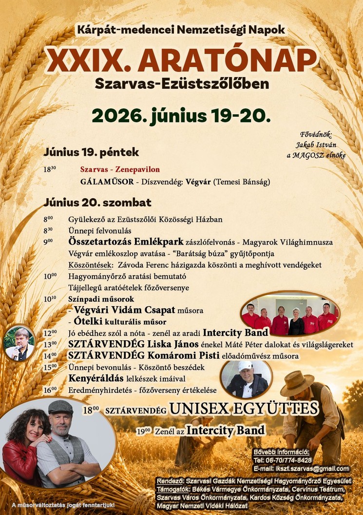 Aratónap és Kárpát-medencei Nemzetiségi Napok Szarvas 2026