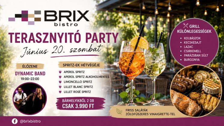 Gasztro hétvége Hévíz 2026 - Terasznyitó party grillkülönlegességekkel a Brix Bistroban