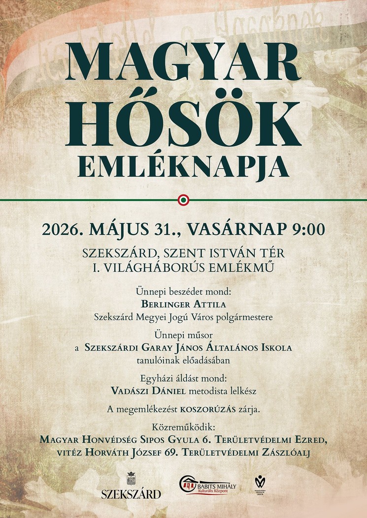 Városi ünnepség Szekszárd 2026 - MAGYAR HŐSÖK EMLÉKNAPJA