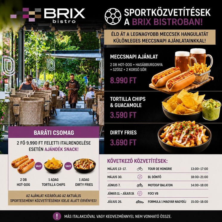 Brix Bistro programok 2026 - Gasztronómiai programok és kulináris élmények Hévízen