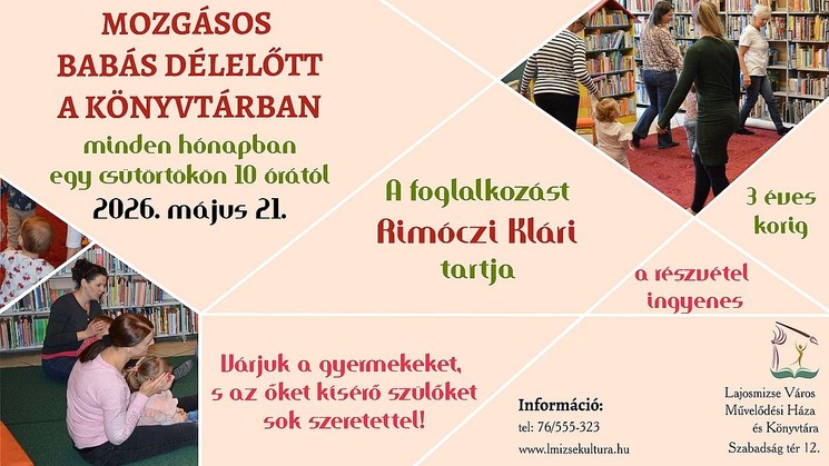 Lajosmizse könyvtár program 2026 - Mozgásos babás délelőtt