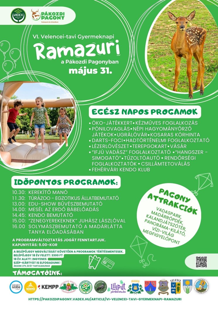 Vadaspark Gyereknap 2026 Pákozd - Velencei-tavi Gyermeknapi Ramazuri 