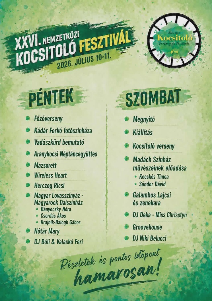 Kocsitoló Verseny és Fesztivál Kocs 2026