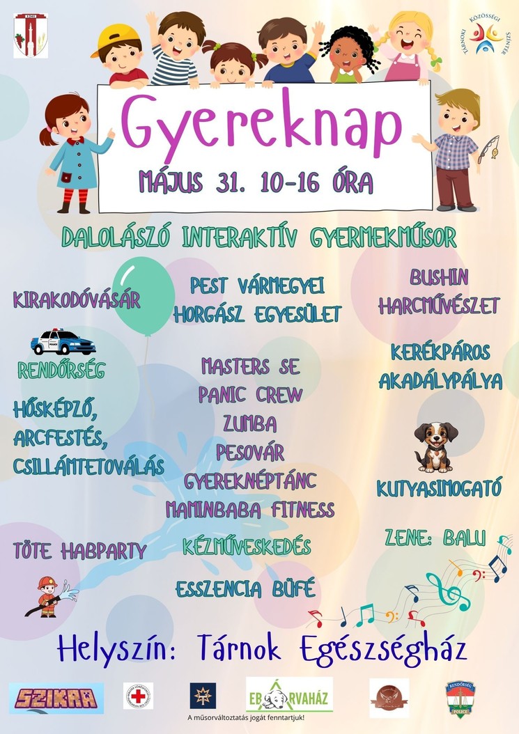 Tárnoki Gyermeknap 2026 - Egész napos élmények kicsiknek és nagyoknak