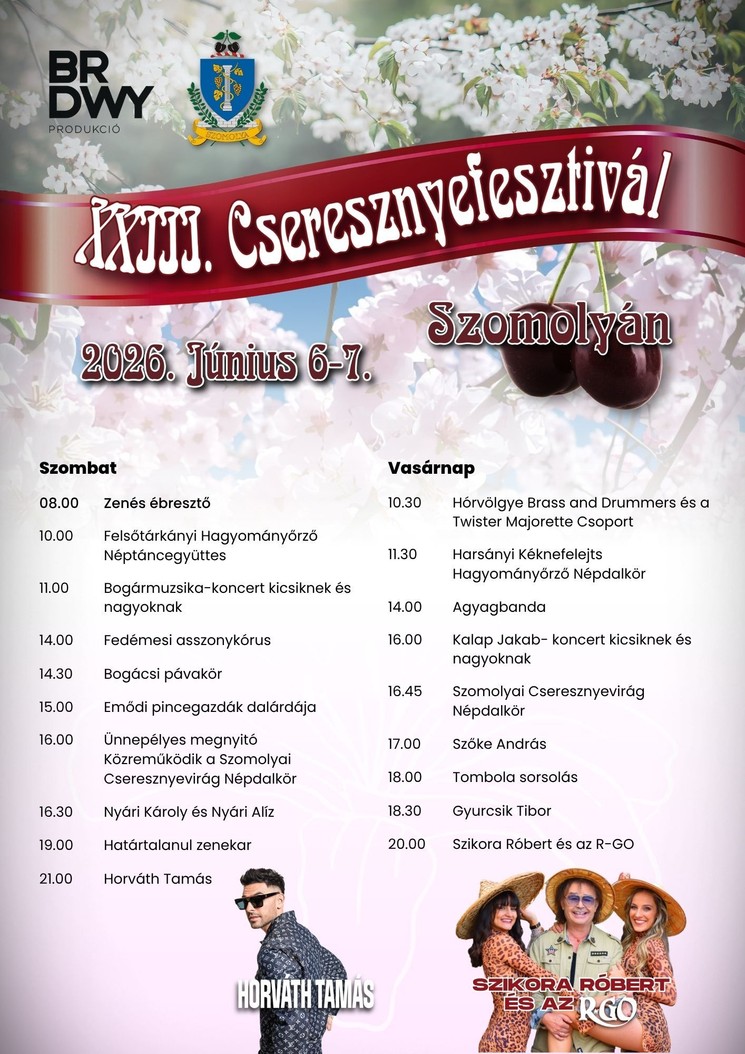 Szomolya programok 2026 - Rendezvények, fesztiválok