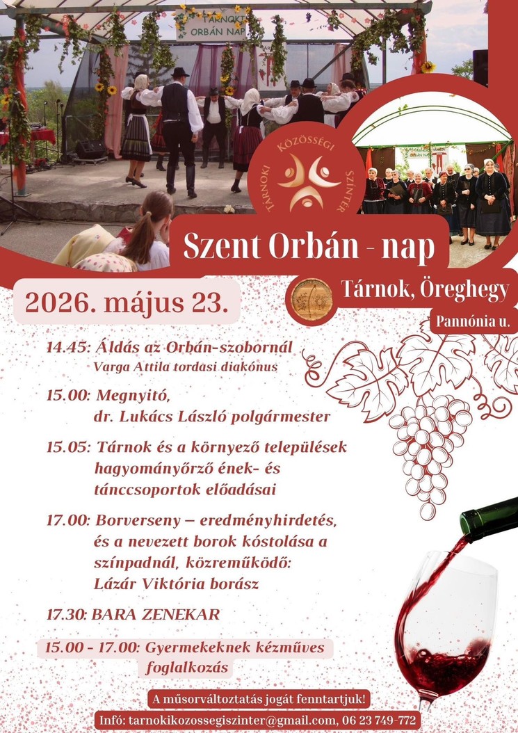 Tárnok programok 2026 - Események és rendezvények