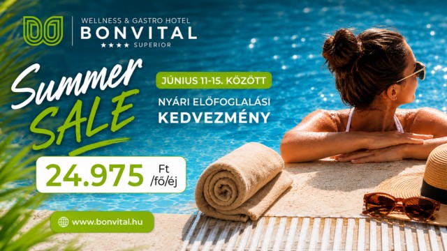 Nyári előfoglalási akció Hévíz 2026 – akár 40.000 Ft kedvezmény és ajándék élmények a Bonvitalban