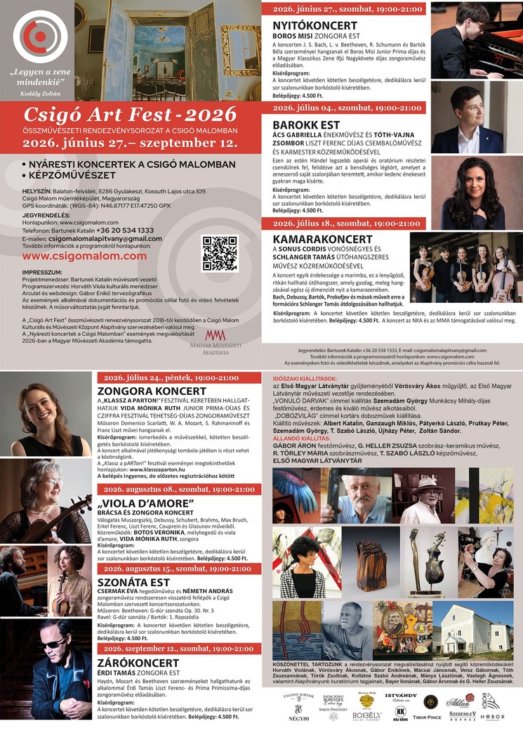 Csigó Art Fest 2026 Gyulakeszi - Összművészeti rendezvénysorozat a Csigó Malomban