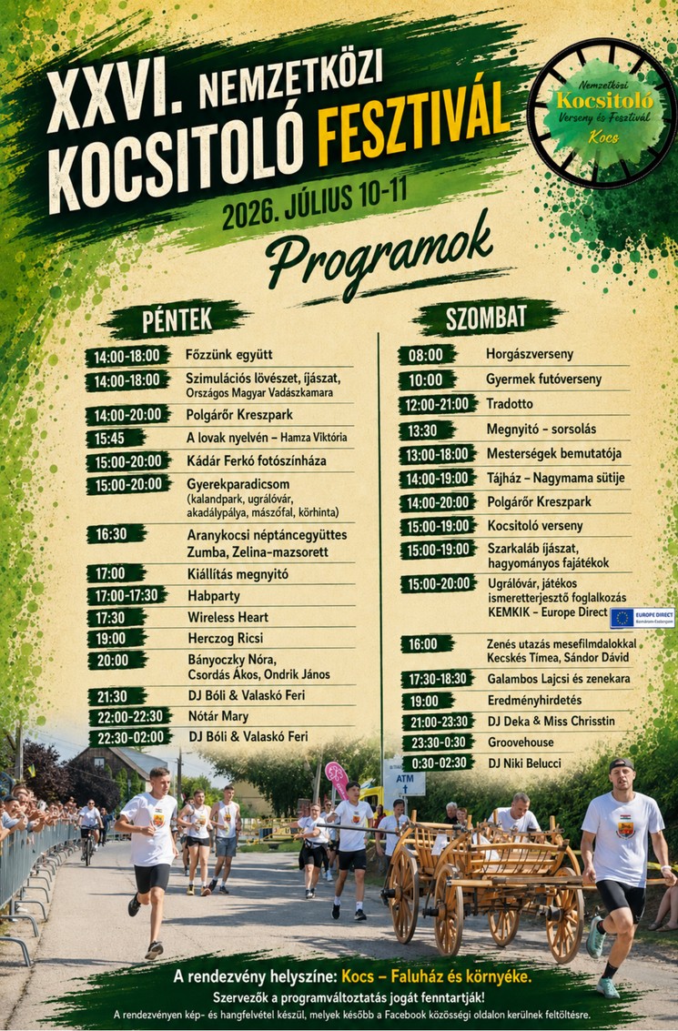 Kocsitoló Verseny és Fesztivál Kocs 2026