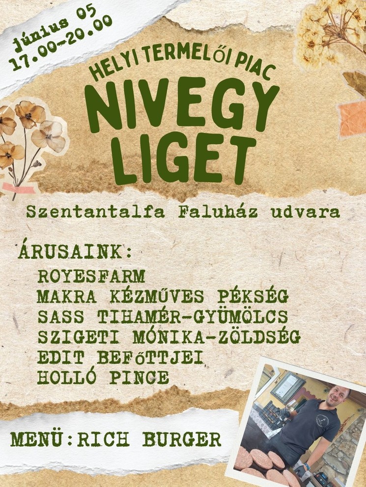 Piac Szentantalfa 2026 - Nivegy Liget Helyi termelői és kézműves piac