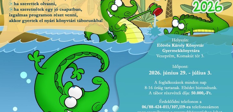 Tábor Veszprém 2026 - Nyári tábor az Eötvös Károly Könyvtár Gyermekkönyvtárában