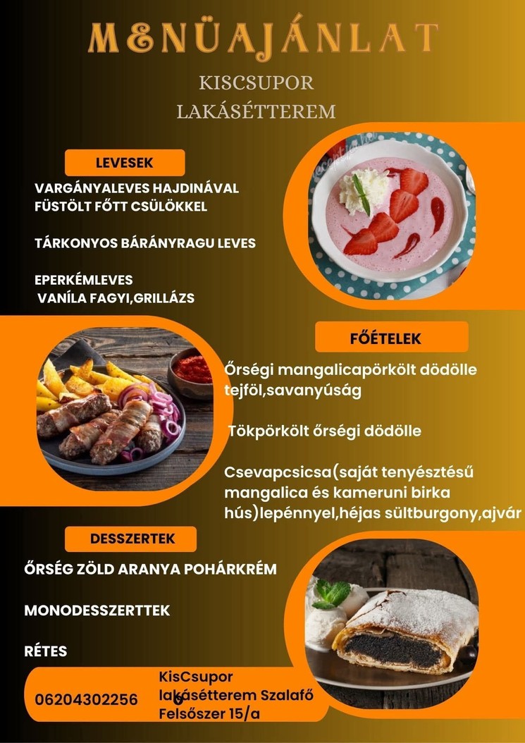 Őrségi étterem - őrségi ételek, kóstolja meg Kiscsupor Gasztroportánk őrségi ételkülönlegességeit!