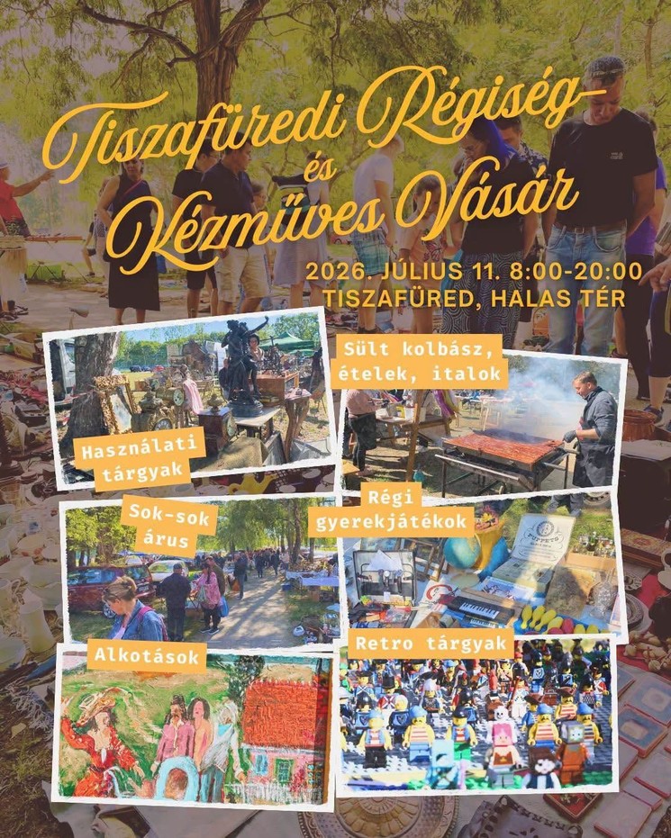 Tiszafüredi Régiségvásár és Kézműves vásár 2026