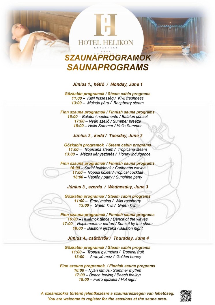 Szaunaprogram Keszthely 2026 - Mindennapi wellness élmények a Helikon Hotelben