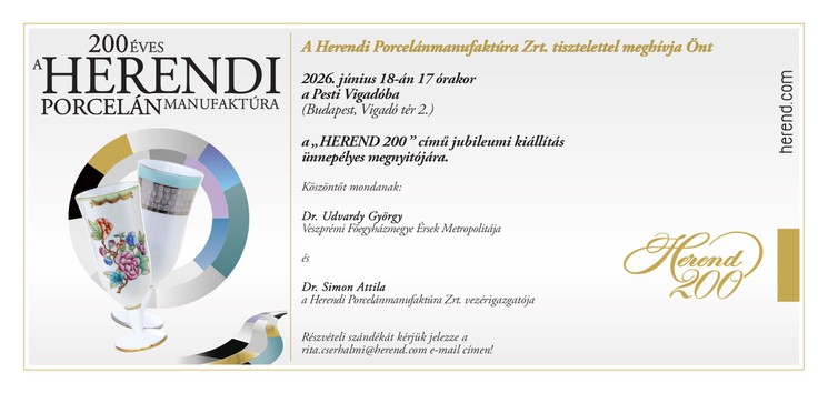 Herend 200 című jubileumi herendi porcelán kiállítás a Pesti Vigadóban 2026