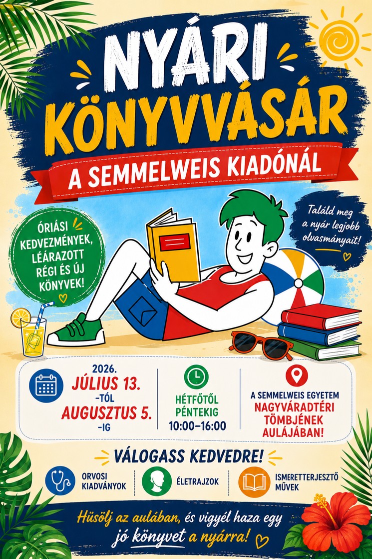 Nyári könyvvásár a Semmelweis Kiadónál Budapesten - Orvosi kiadványok, életrajzok, ismeretterjesztő művek
