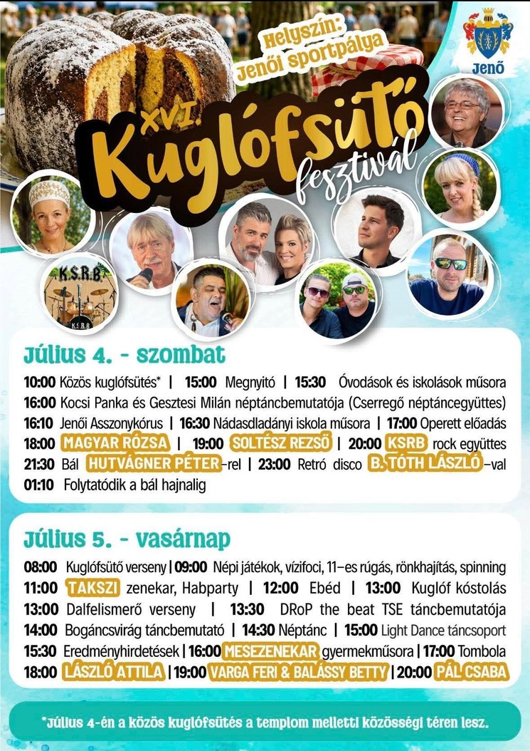 Kuglófsütő Fesztivál 2026 Jenő