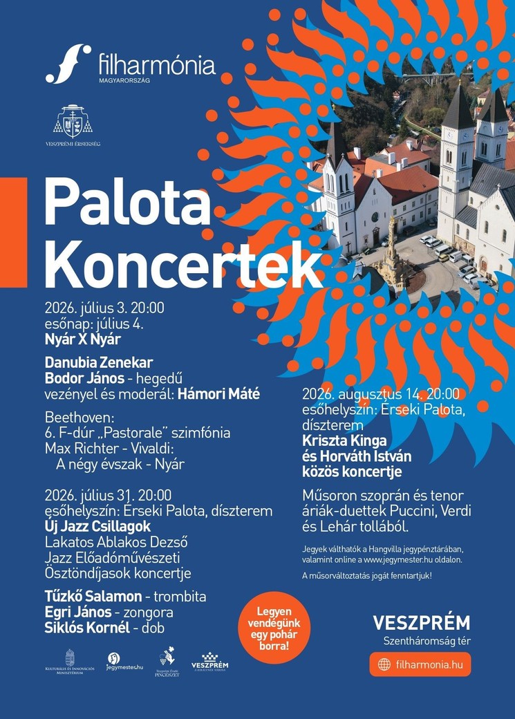 Palotakoncertek Veszprém 2026 -  Klasszikus zene és jazzkoncertek az Érseki Palotában