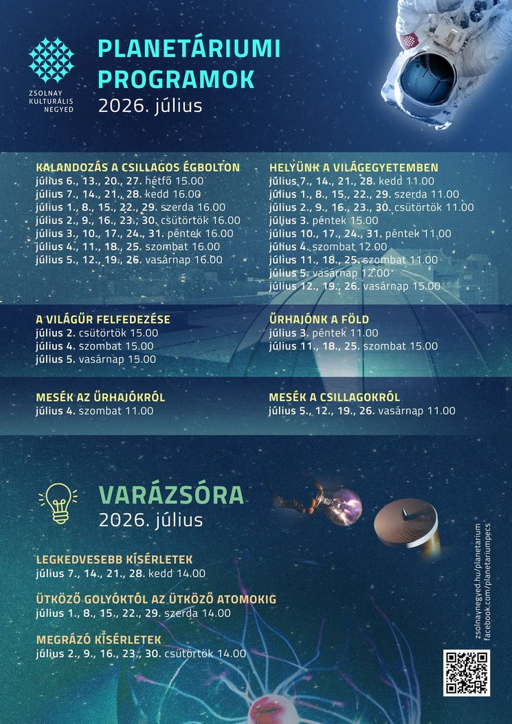 Planetárium Pécs programok 2026