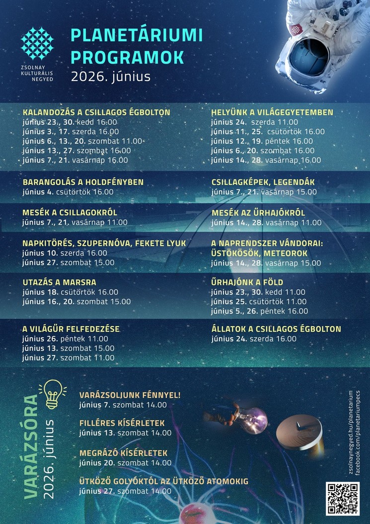 Planetárium Pécs programok 2026