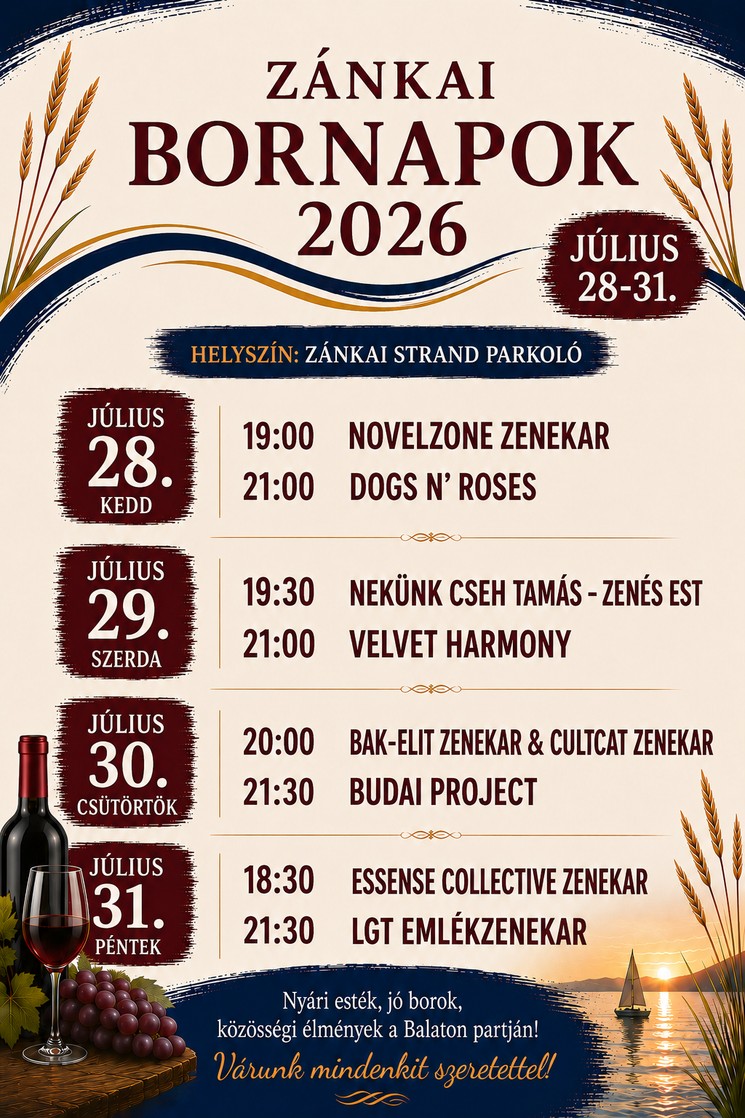 Zánkai programok 2026 - Események, rendezvények