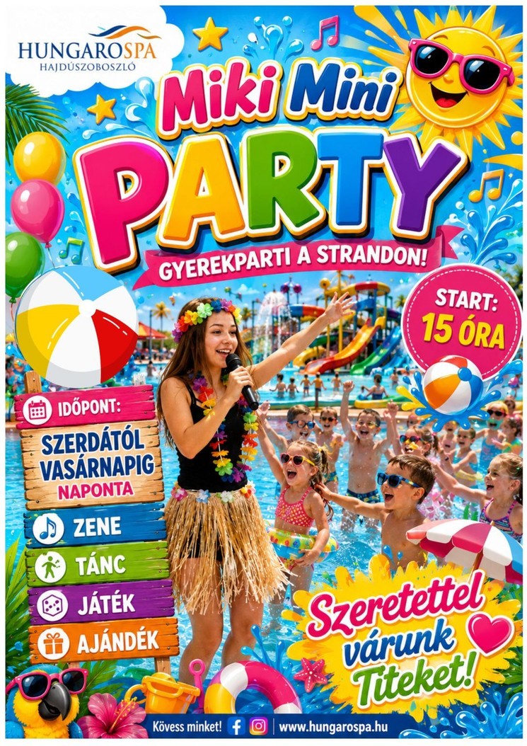 Hungarospa gyerekprogram 2026 - Miki Mini Partik egész évben az Aqua-Palace Élményfürdőben