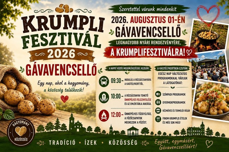 Krumplifesztivál Gávavencsellő 2026
