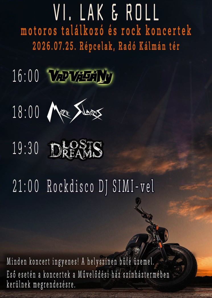 Lak & Roll Répcelak 2026 - Motoros találkozó és rock koncertek