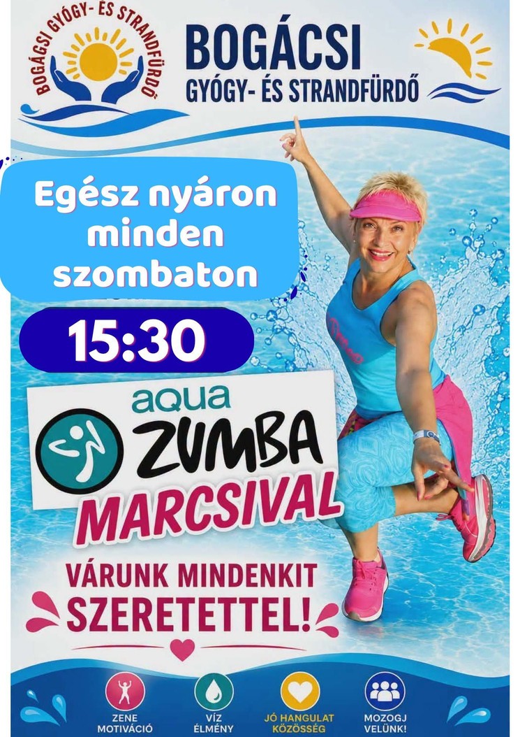 Aqua zumba Bogácson, a nyári szombatokon a Bogácsi Gyógy- és Strandfürdőben 2026
