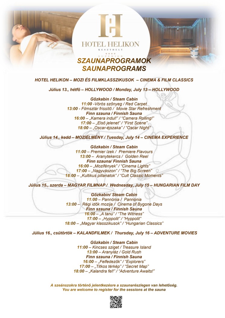 Szaunaprogram Keszthely 2026 - Mindennapi wellness élmények a Helikon Hotelben