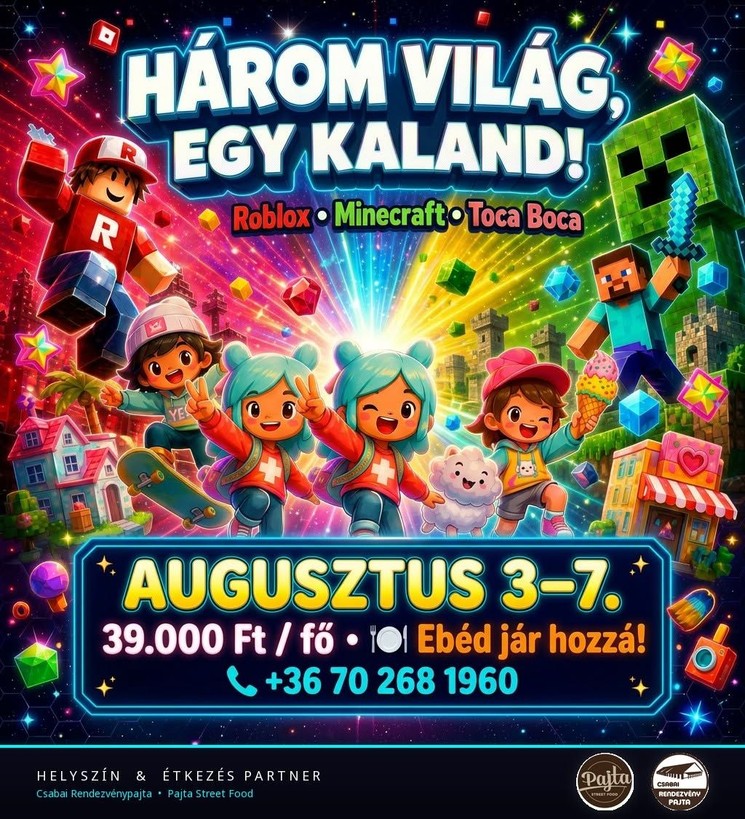Békéscsaba tábor programok 2026 - Nyári táborok a Csabai Rendezvénypajtában