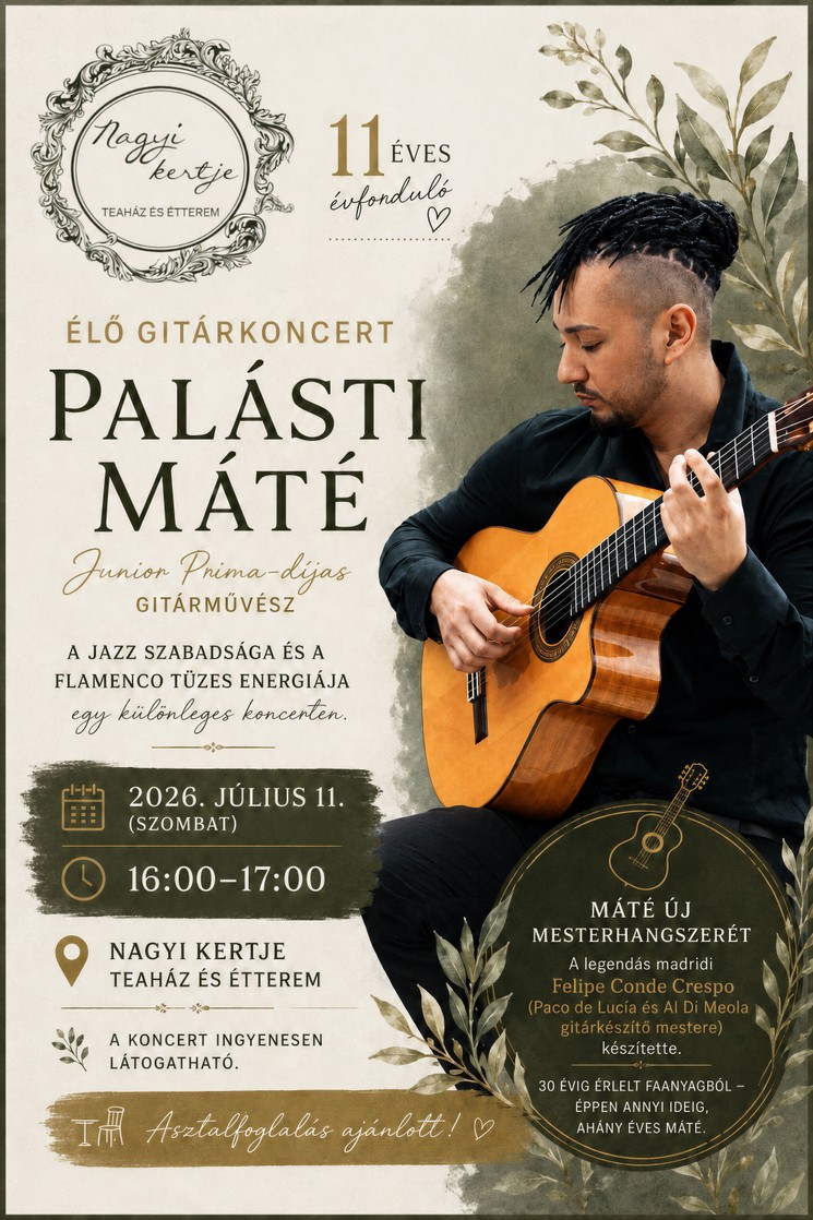 Palásti Máté gitárművész koncert 2026