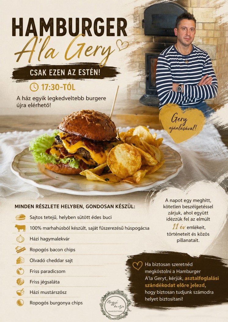 Hamburger est 2026 Aszófő - A legendás Hamburger A'la Gery újra az étlapon!