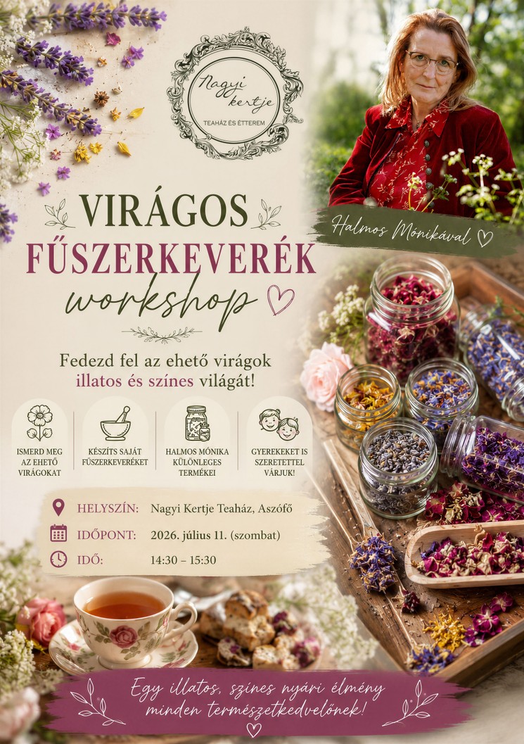 Ehető virágok 2026 - Virágos fűszerkeverék workshop Halmos Mónikával