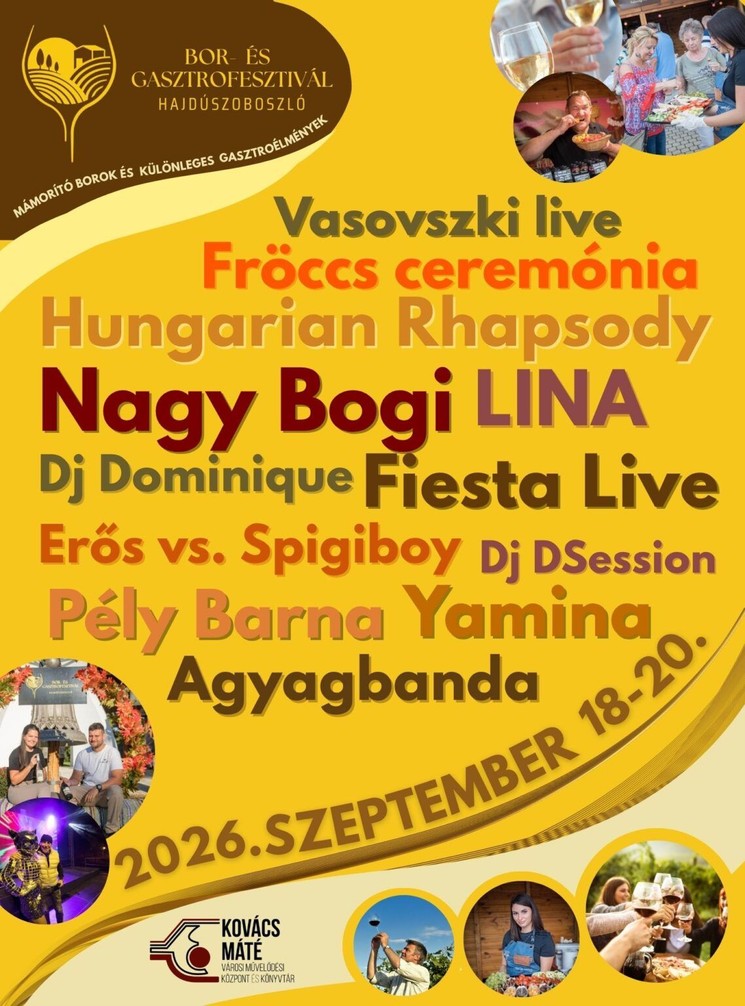 Hajdúszoboszlói Gasztrofesztiválok 2026 – Hagyományos ízek, borok és kulináris élmények egész évben