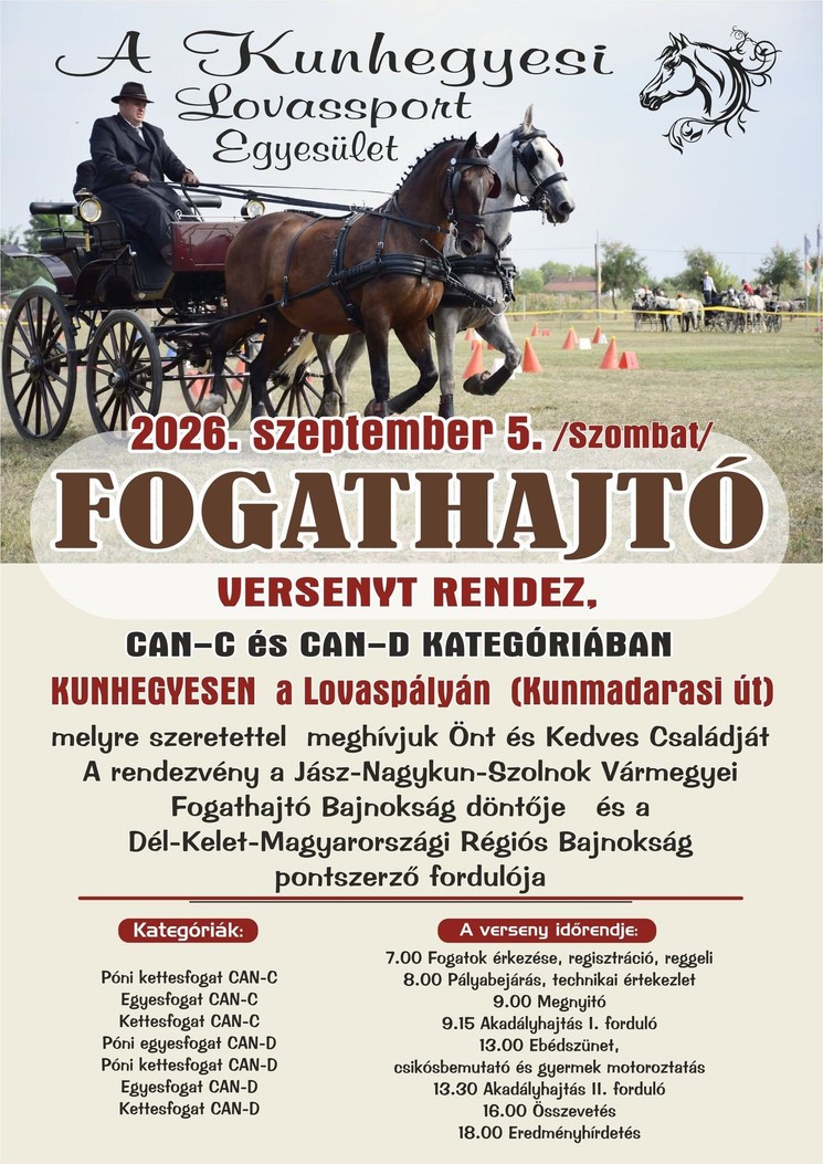 Fogathajtó versenyek 2026 -Fedett és szabadtéri programok, események