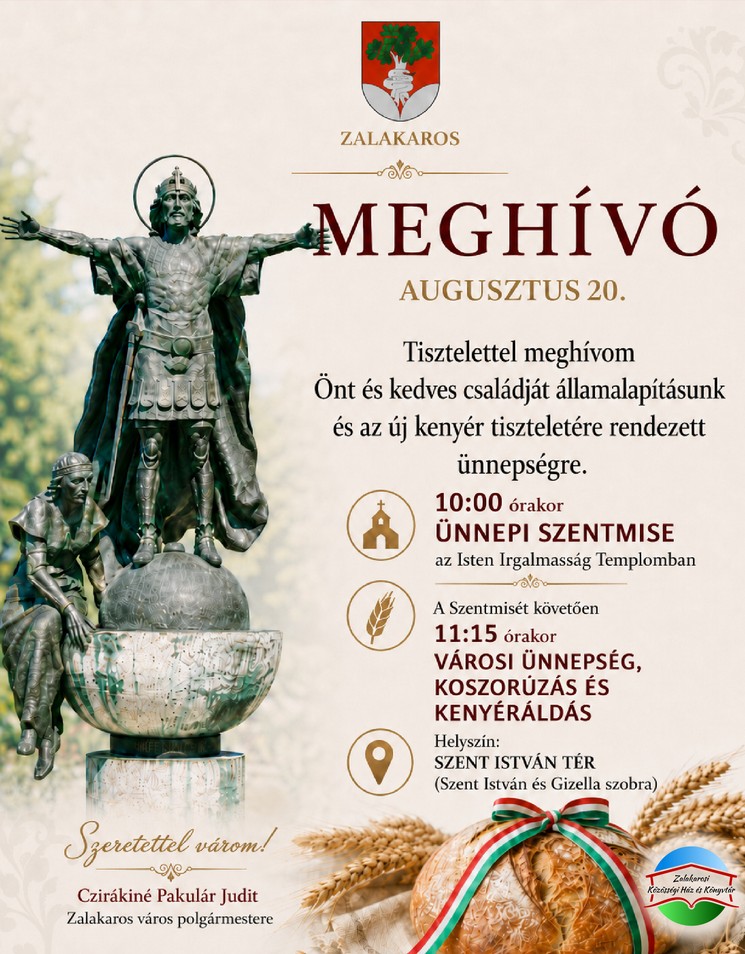 2026. augusztus 20. Zalakaroson - Városi Ünnepség