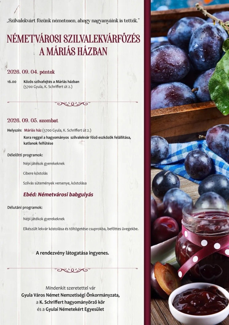 Németvárosi szilvalekvárfőzés Gyula 2026
