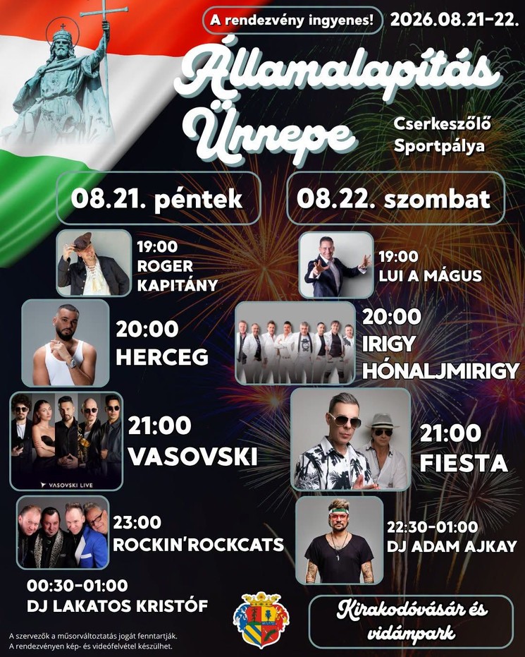 Cserkeszőlő programok 2026 - Események és rendezvények