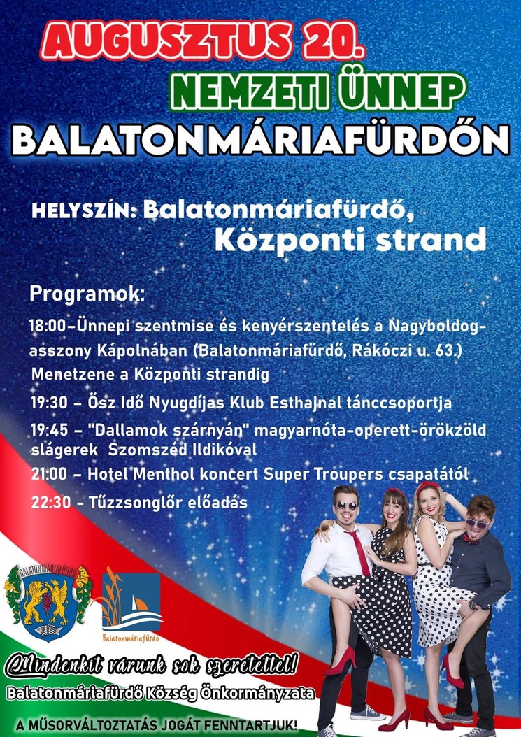 2026. augusztus 20. Balatonmáriafürdő - Szent István-napi ünnepség