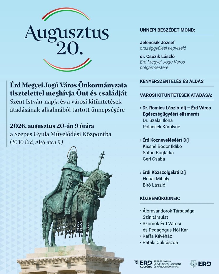 2026. augusztus 20. Érd - Szent István-nap