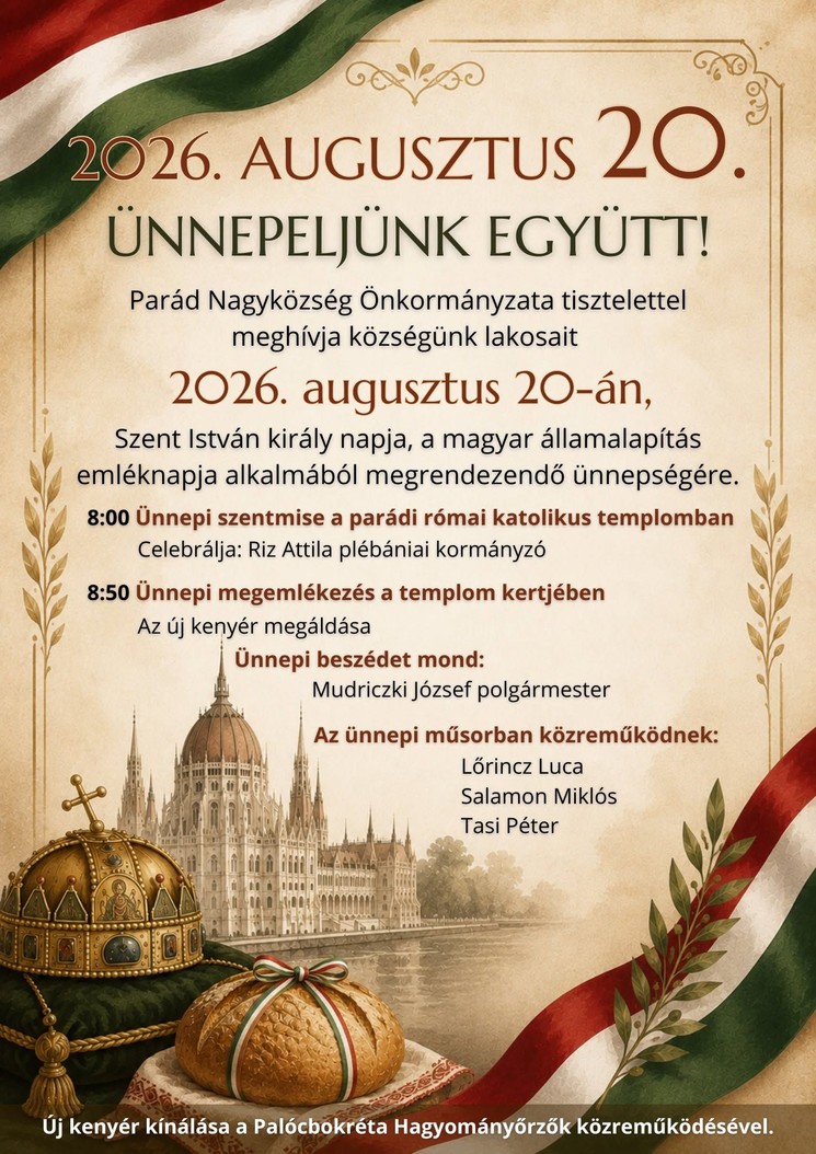Parád 2026. augusztus 20. Szent István-napi ünnepség