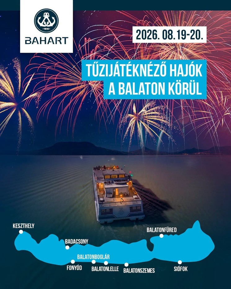 Balatonszemes tűzijáték 2026. augusztus 20. - Ünnepi tűzijátéknéző sétahajó